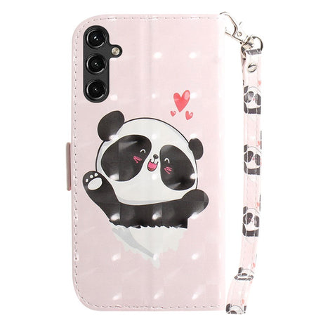 Samsung Galaxy A14 (5G) Læder Flip Cover - Glad Panda