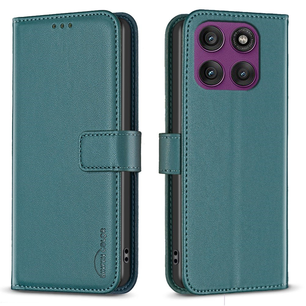 Motorola Edge 60 Pro Kunstlæder Flip Cover m. Kortholder & Ståfunktion - Mørkegrøn