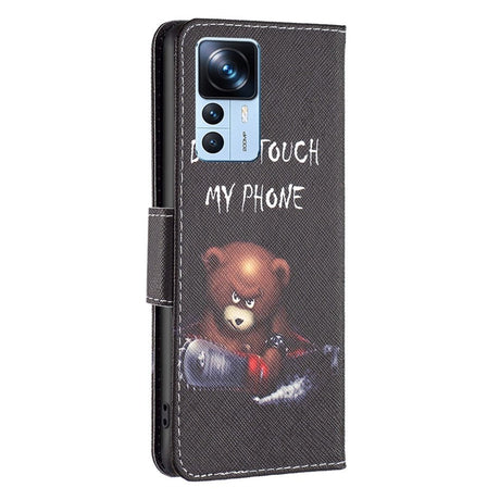 Xiaomi 12T / 12T Pro Læder Flip Cover m. Pung & Print - "Don't Touch My Phone" Bjørn