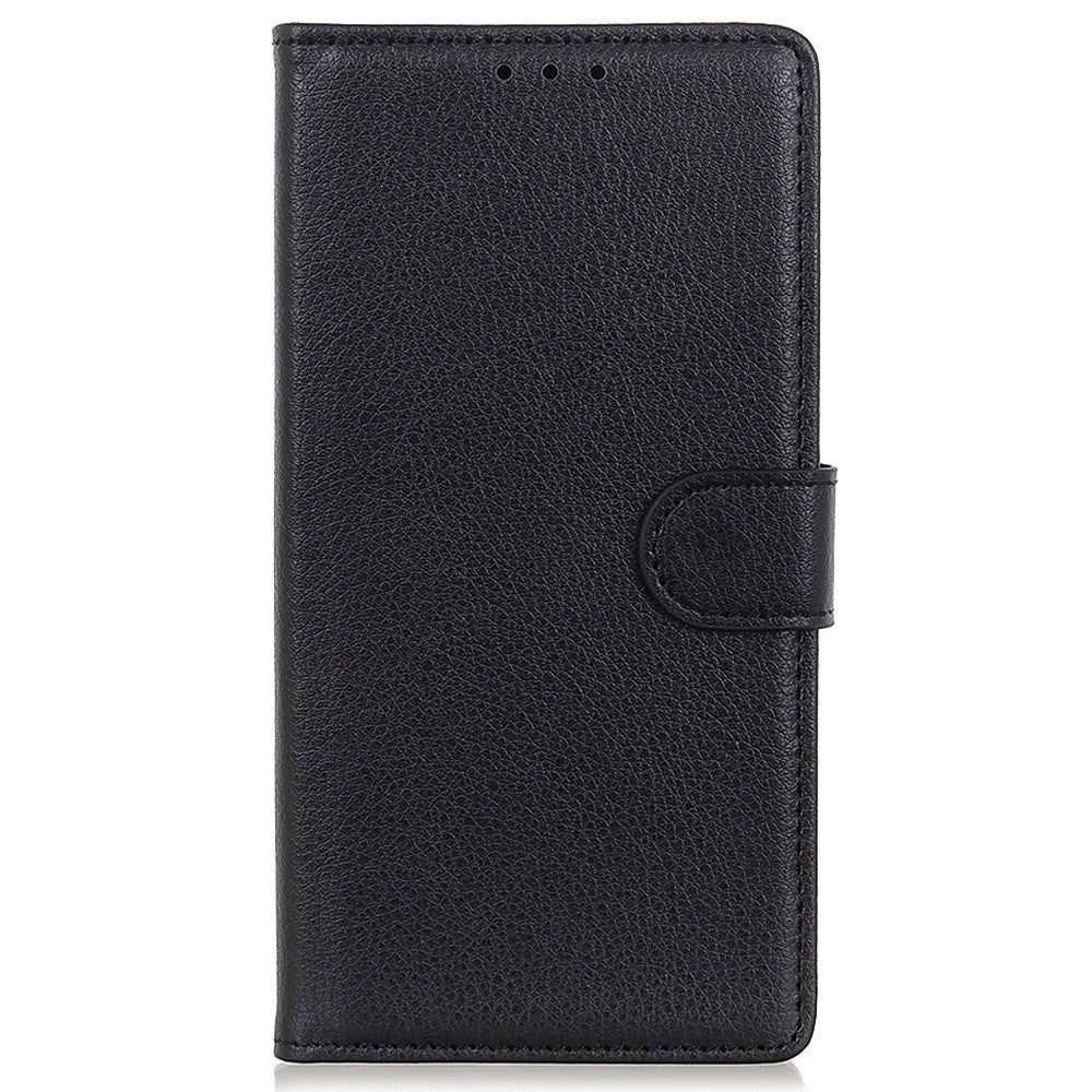 Samsung Galaxy S23 Ultra PU Litchi Læder Flip Cover m. Pung - Sort