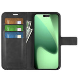 iPhone 17 Pro Max - EIDERWOOD Kunstlæder Flip Cover m. Ståfunktion & Kortholder - Sort