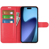 EIDERWOOD iPhone Air Litchi Flip Cover m. Pung & Stander - Rød