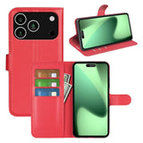 EIDERWOOD iPhone 17 Pro Litchi Flip Cover m. Pung & Stander - Rød