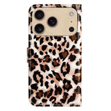 EIDERWOOD iPhone 17 Pro Imiteret Læder Flip Cover m. Pung & Rem - Leopard