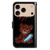 EIDERWOOD iPhone 17 Pro Max Imiteret Læder Flip Cover m. Pung & Rem - "Don't Touch My Phone" Bjørn