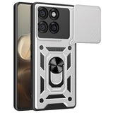 Motorola Edge 60 Pro - EIDERWOOD Hybrid Håndværker Cover m. Magnetisk Kickstand & Cam Slider - Sølv