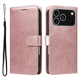 EIDERWOOD iPhone 17 Pro Kunstlæder Mobil Cover - Kortholder & Strop - Rose Gold