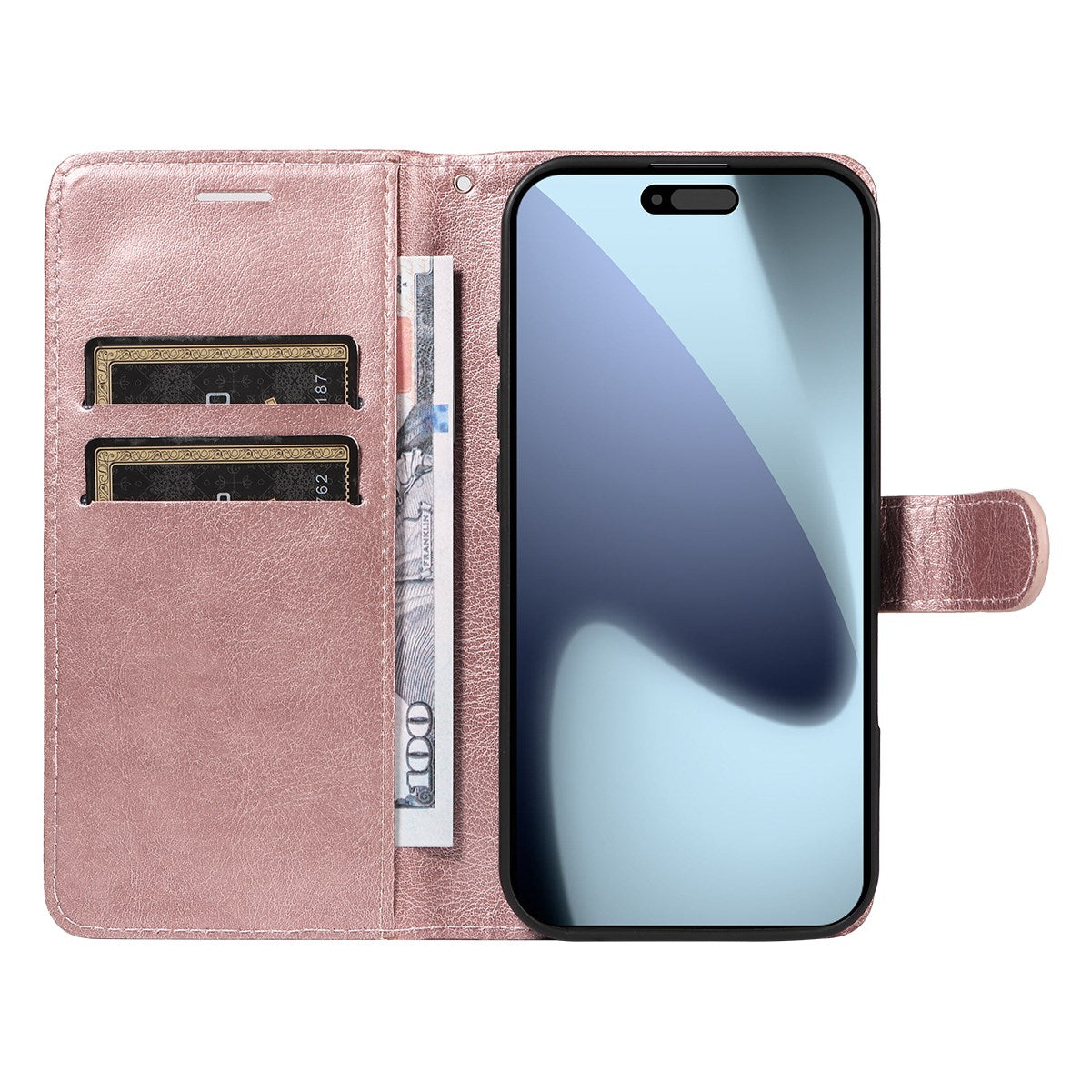 EIDERWOOD iPhone 17 Pro Kunstlæder Mobil Cover - Kortholder & Strop - Rose Gold