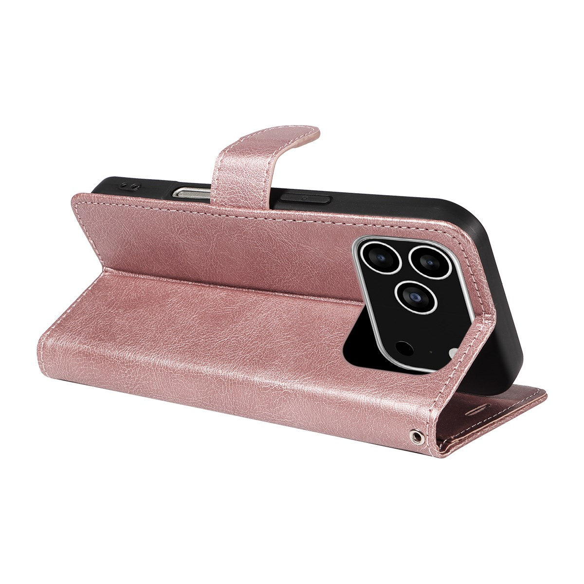 EIDERWOOD iPhone 17 Pro Kunstlæder Mobil Cover - Kortholder & Strop - Rose Gold