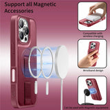 iPhone 16 Pro - Hårdt Plastik Cover m. Kunstlæder Bagside & Fingerrem - MagSafe Kompatibel - Rød