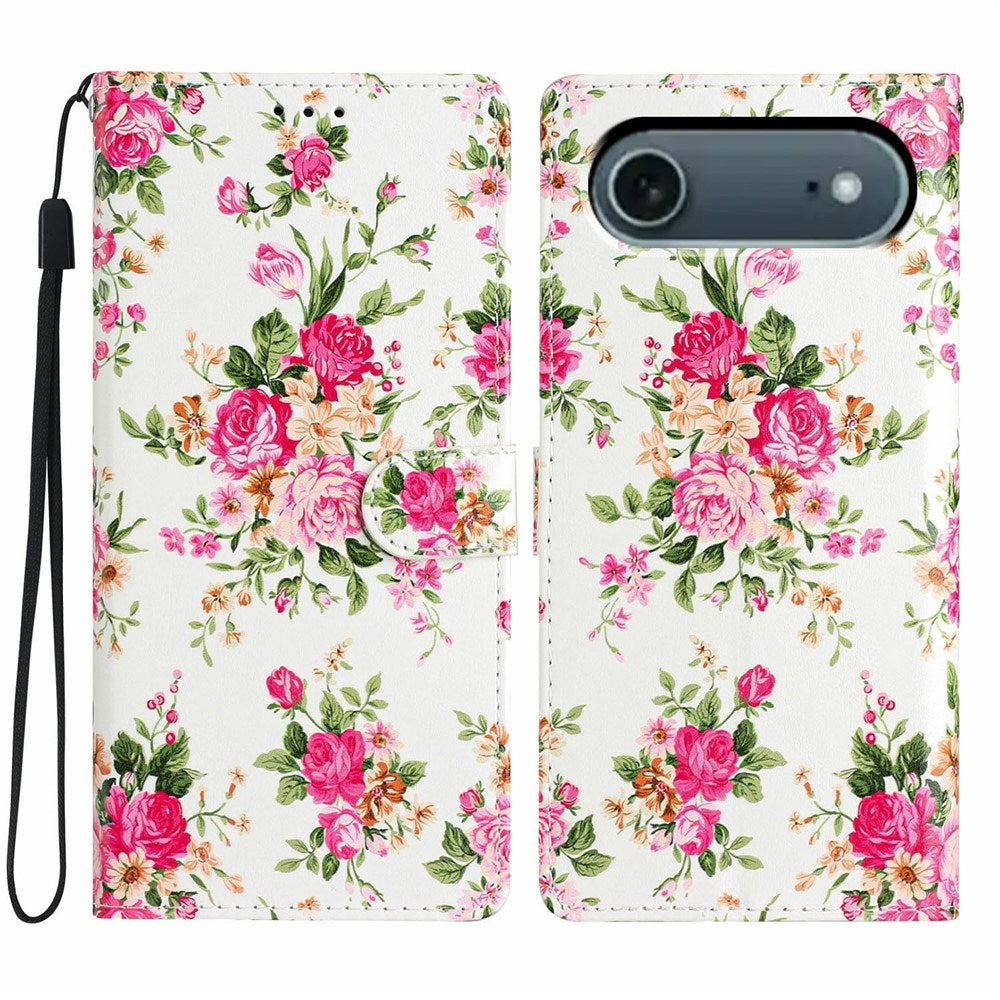 iPhone Air - EIDERWOOD Imiteret Læder Cover m. Pung & Strop - Blomster