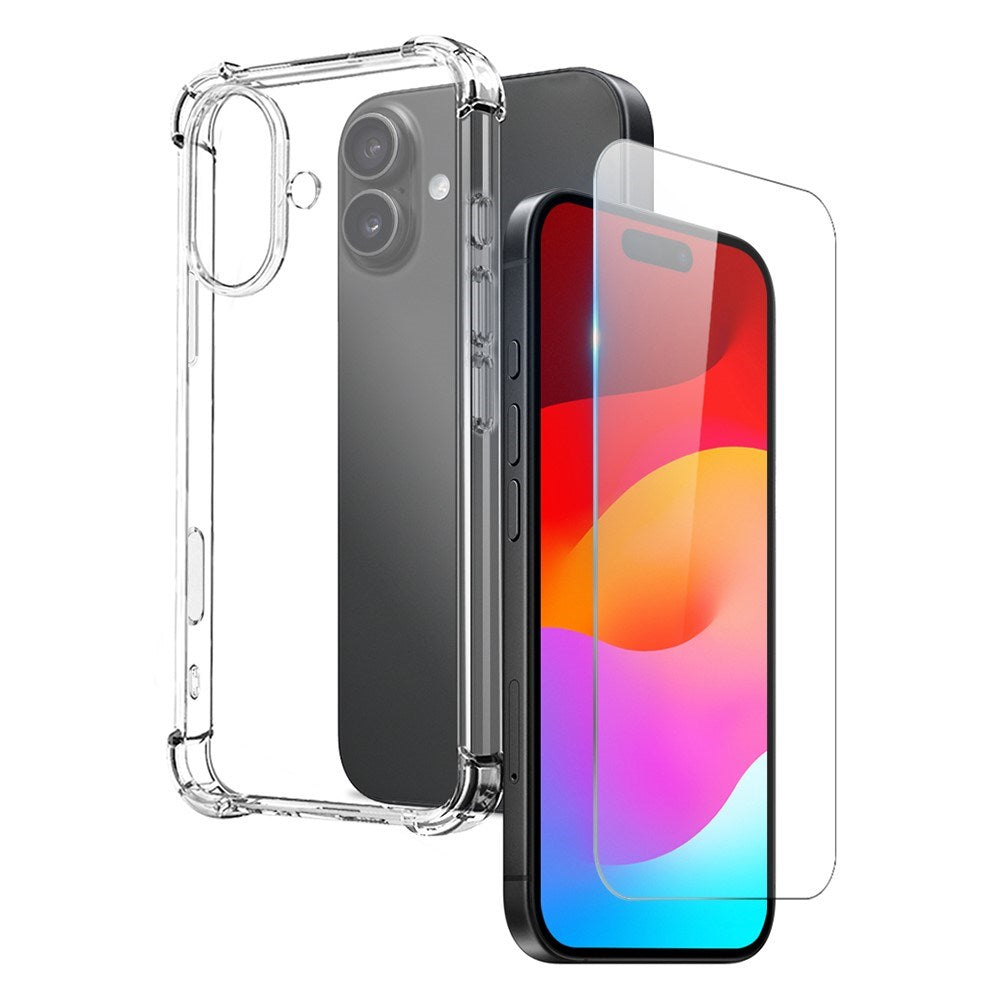 iPhone 17 - NORTHJO 2-i-1 Beskyttelsessæt m. Stødabsorberende Fleksibelt Plastik Cover & Hærdet Skærmbeskyttelsesglas - Gennemsigtig