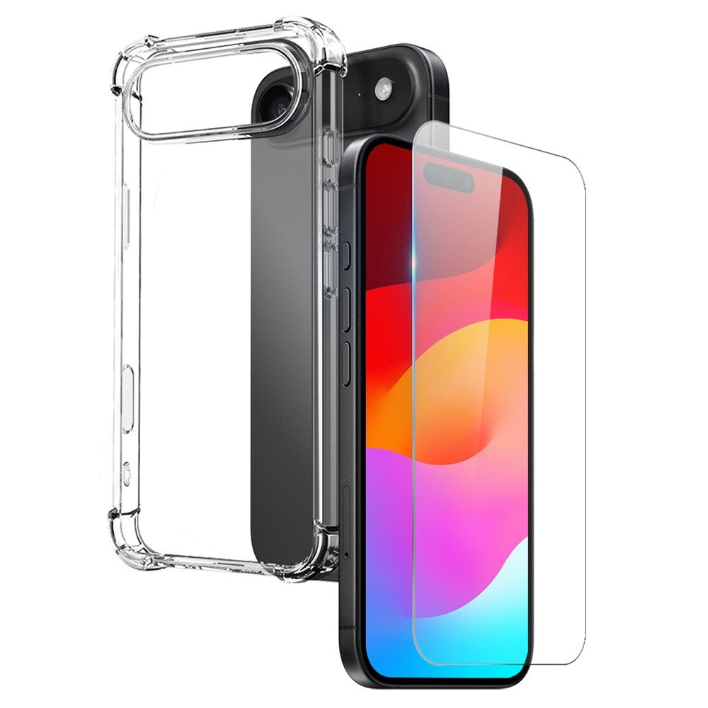 iPhone Air - NORTHJO 2-i-1 Beskyttelsessæt m. Stødabsorberende Fleksibelt Plastik Cover & Hærdet Skærmbeskyttelsesglas - Gennemsigtig