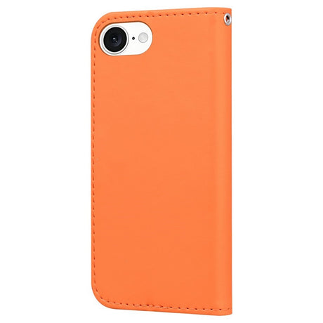 iPhone 17e / 16e Kunstlæder Flip Cover m. Figur & Ståfunktion - Orange