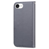 iPhone 17e / 16e Kunstlæder Flip Cover m. Figur & Ståfunktion - Grå