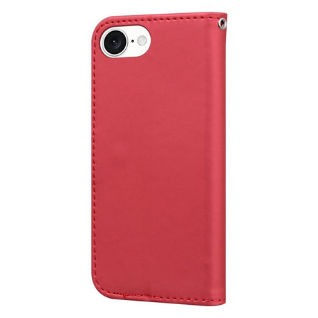iPhone 17e / 16e Kunstlæder Flip Cover m. Figur & Ståfunktion - Rød