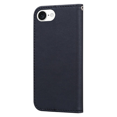 iPhone 17e / 16e Kunstlæder Flip Cover m. Figur & Ståfunktion - Sort