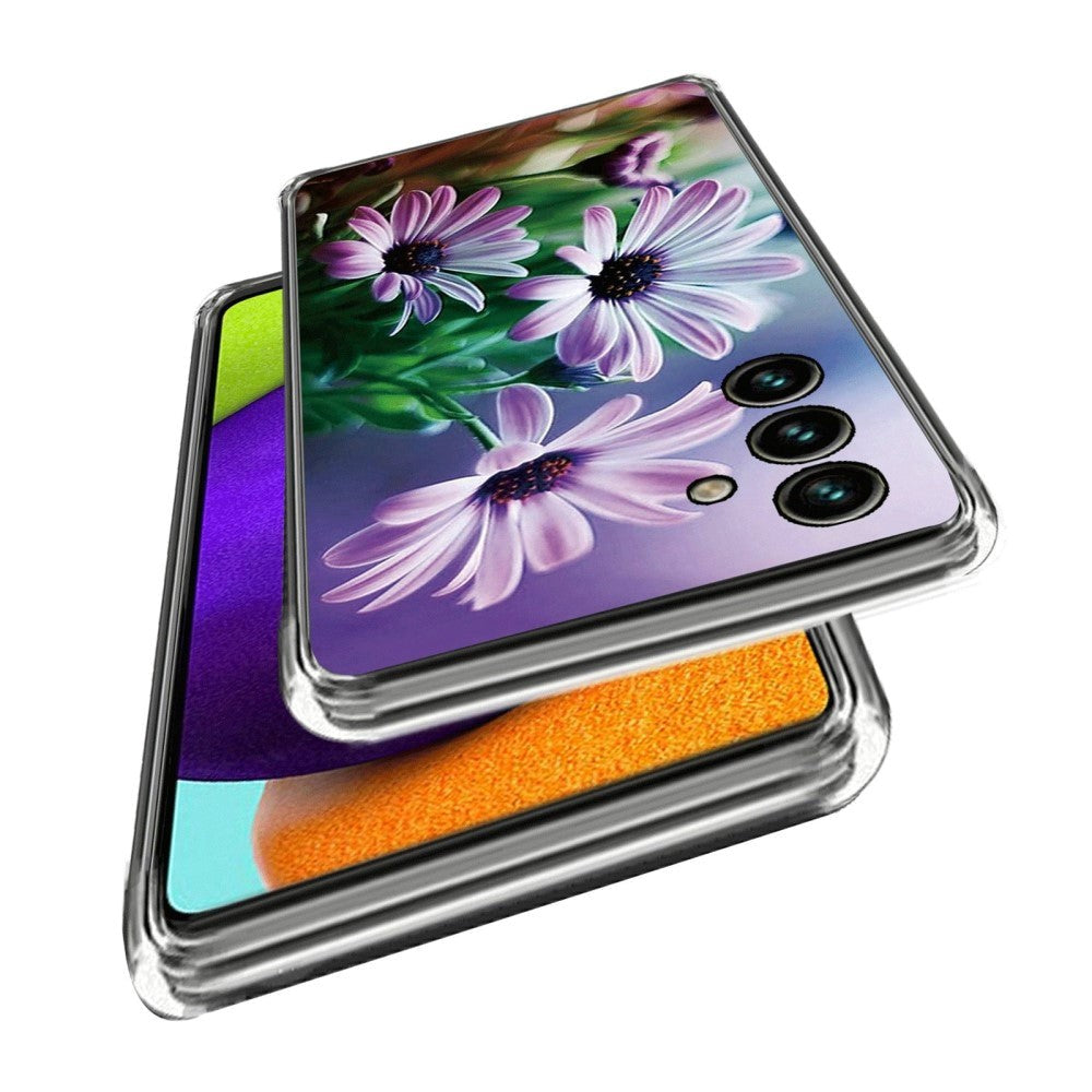 Samsung Galaxy A14 (5G) Fleksibelt Bagside Cover m. Print - Lilla Blomst