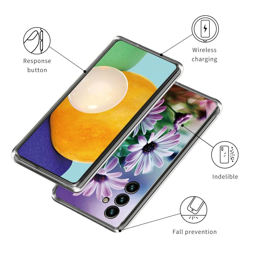 Samsung Galaxy A14 (5G) Fleksibelt Bagside Cover m. Print - Lilla Blomst