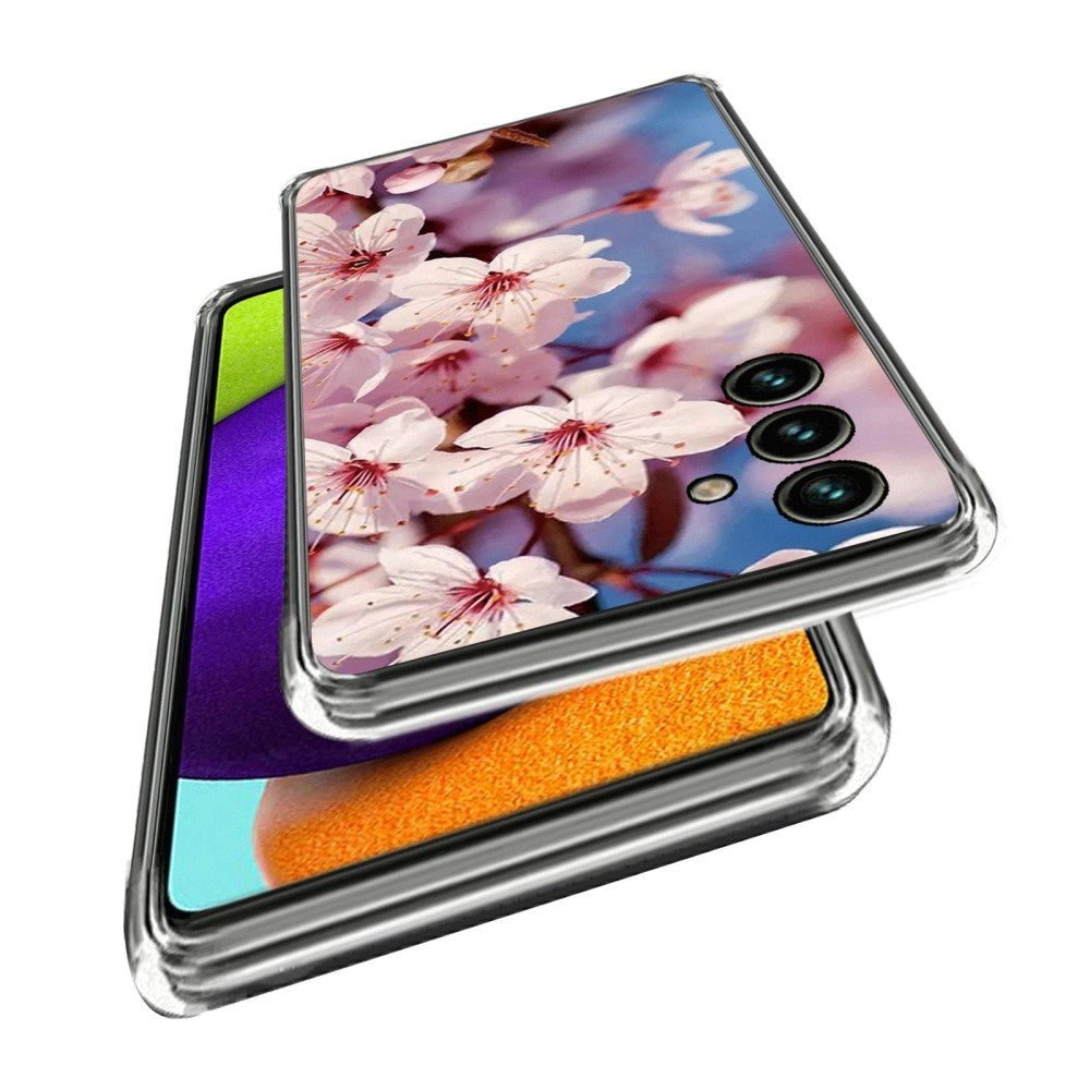 Samsung Galaxy A14 (5G) Fleksibelt Bagside Cover m. Print - Lyserød Blomst