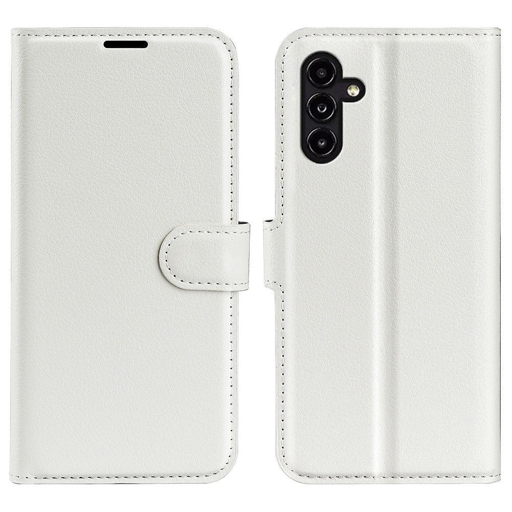 Samsung Galaxy A14 (5G) PU Litchi Læder Flip Cover m. Pung - Hvid