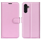 Samsung Galaxy A14 (5G) PU Litchi Læder Flip Cover m. Pung - Lyserød