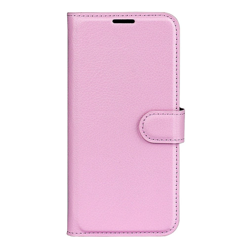 Samsung Galaxy A14 (5G) PU Litchi Læder Flip Cover m. Pung - Lyserød