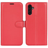 Samsung Galaxy A14 (5G) PU Litchi Læder Flip Cover m. Pung - Rød