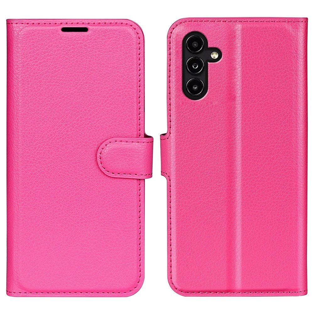 Samsung Galaxy A14 (5G) PU Litchi Læder Flip Cover m. Pung - Pink