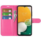 Samsung Galaxy A14 (5G) PU Litchi Læder Flip Cover m. Pung - Pink