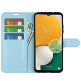 Samsung Galaxy A14 (5G) PU Litchi Læder Flip Cover m. Pung - Blå