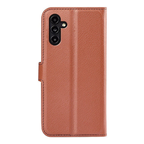 Samsung Galaxy A14 (5G) PU Litchi Læder Flip Cover m. Pung - Brun