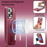 iPhone 14 Pro - Hårdt Plastik Cover m. Kunstlæder Bagside & Fingerrem - MagSafe Kompatibel - Rød