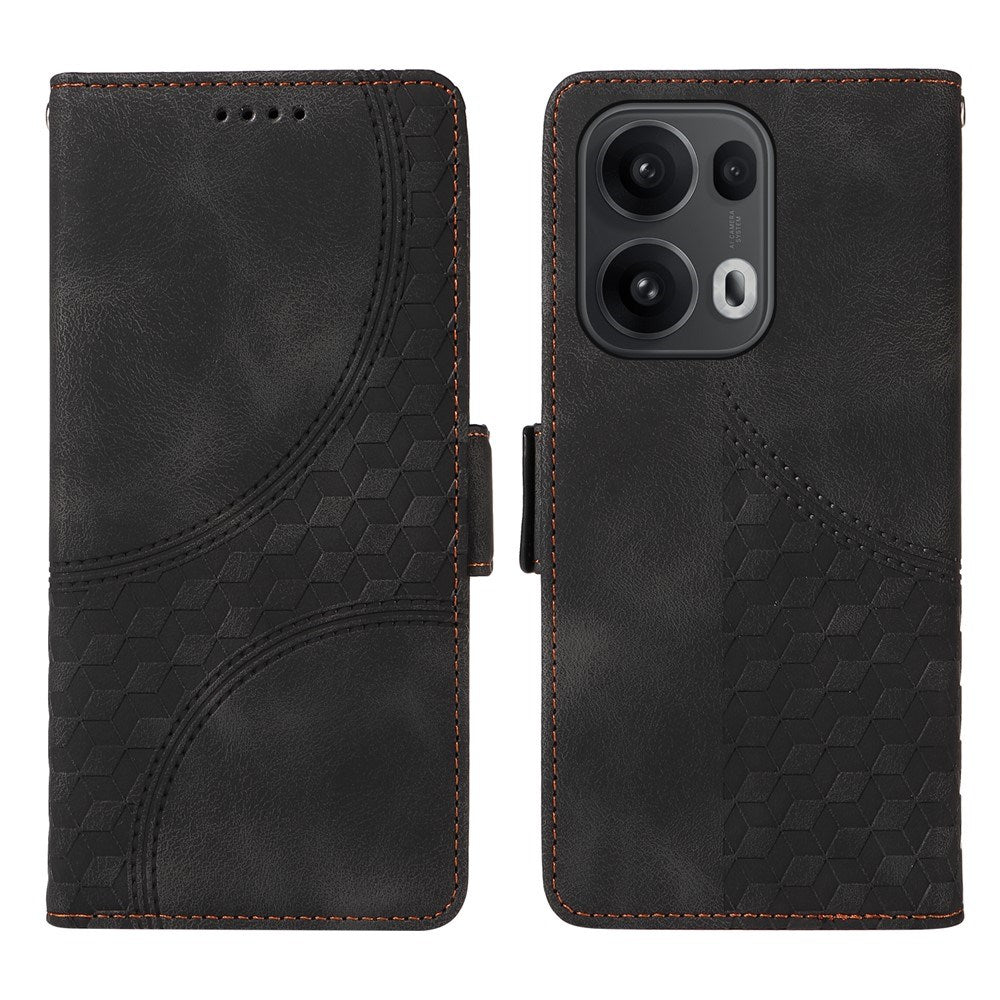 Oppo Reno14 Pro (5G) / Reno13 Pro (5G) Kunstlæder Mobilcover m. Tryk - Sort