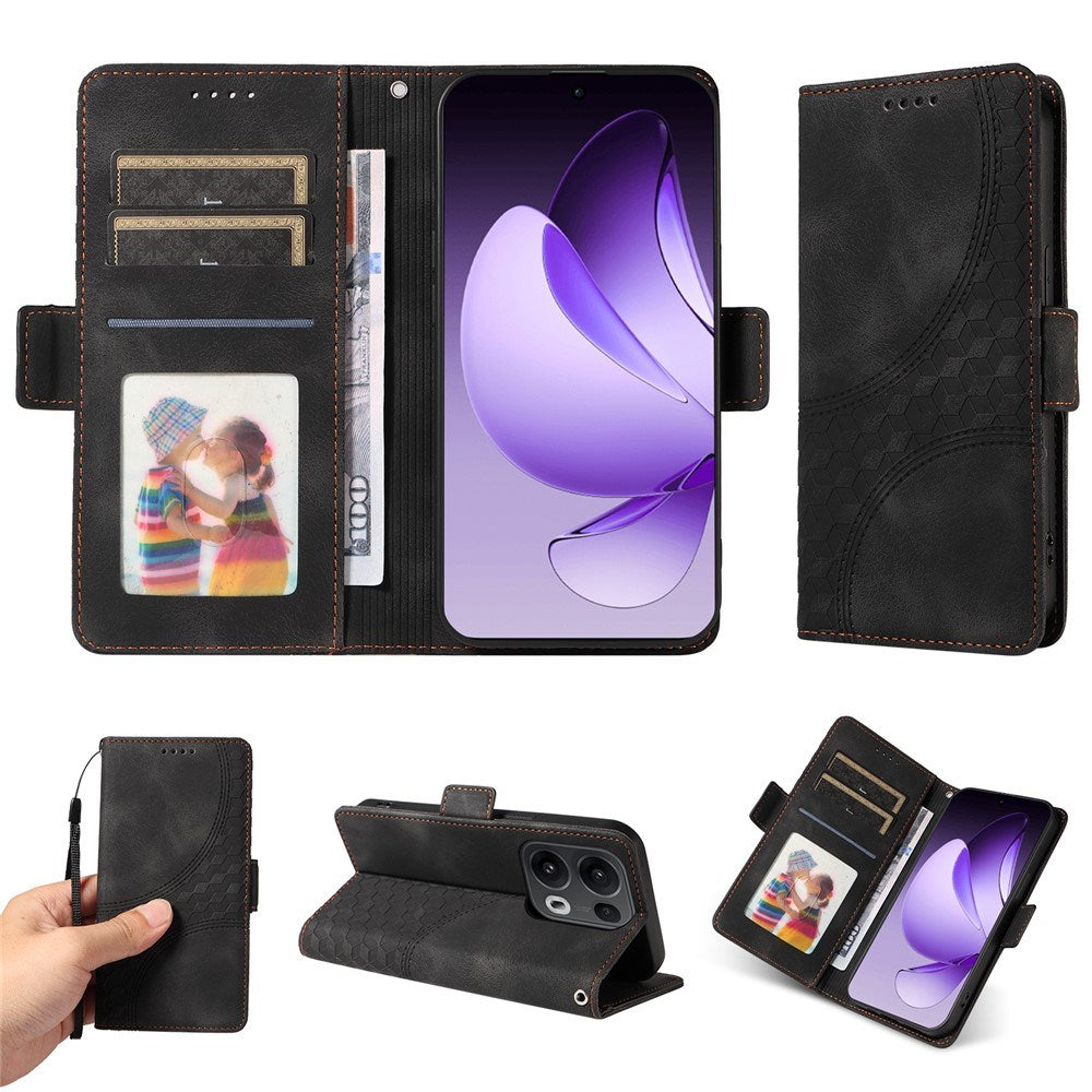Oppo Reno14 Pro (5G) / Reno13 Pro (5G) Kunstlæder Mobilcover m. Tryk - Sort
