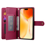 EIDERWOOD iPhone 17 Flip Cover - Indbygget Kortholder & Lynlåslomme & Strop - Red