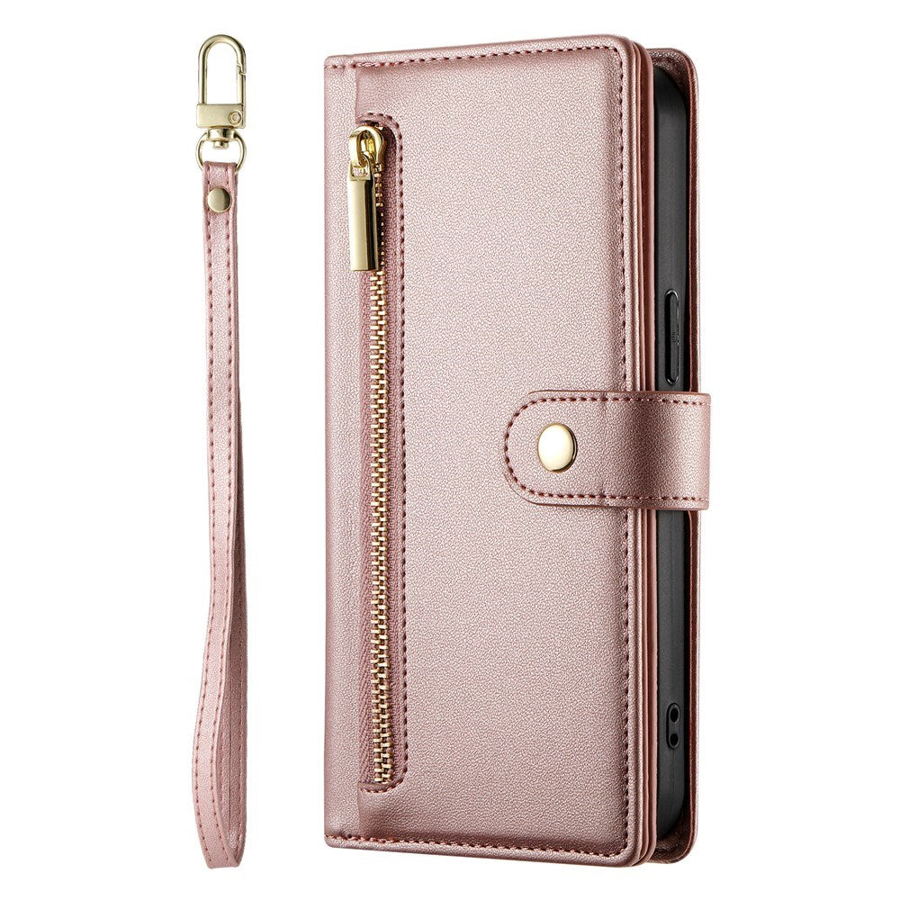 EIDERWOOD iPhone Air Flip Cover - Indbygget Kortholder & Lynlåslomme & Strop - Rose Gold