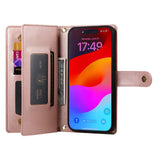 EIDERWOOD iPhone Air Flip Cover - Indbygget Kortholder & Lynlåslomme & Strop - Rose Gold