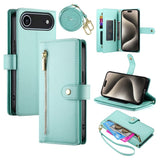 EIDERWOOD iPhone Air Flip Cover - Indbygget Kortholder & Lynlåslomme & Strop - Turkis