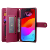 EIDERWOOD iPhone 17 Pro Max Flip Cover - Indbygget Kortholder & Lynlåslomme & Strop - Rød