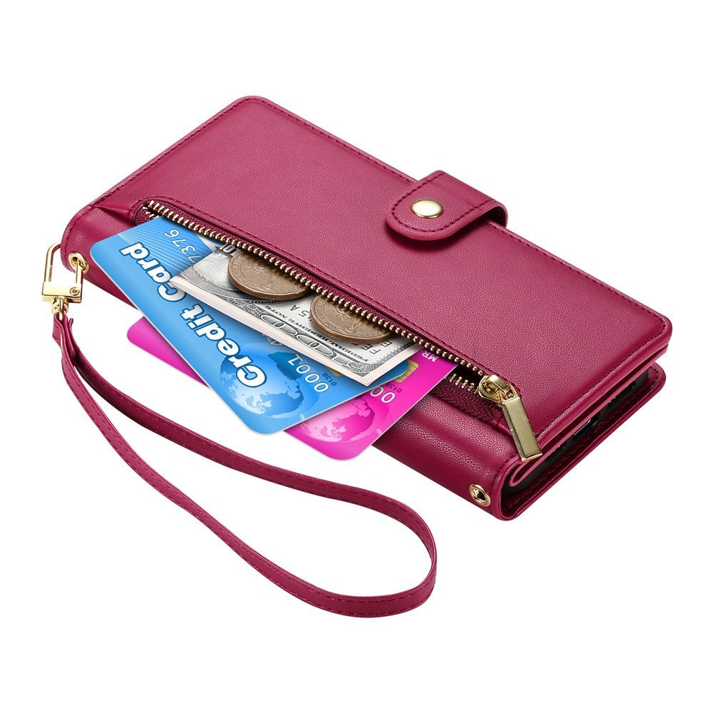 EIDERWOOD iPhone 17 Pro Max Flip Cover - Indbygget Kortholder & Lynlåslomme & Strop - Rød