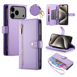 EIDERWOOD iPhone 17 Pro Max Flip Cover - Indbygget Kortholder & Lynlåslomme & Strop - Lilla