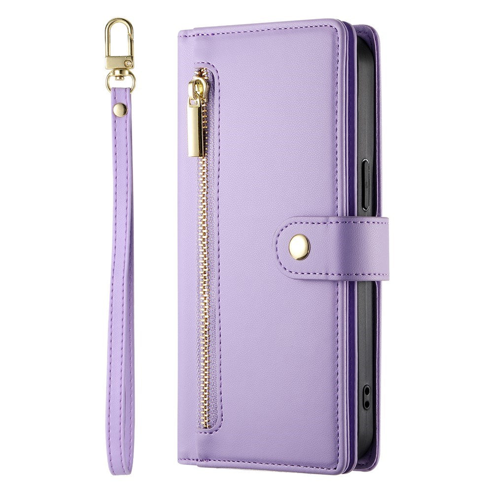 EIDERWOOD iPhone 17 Pro Max Flip Cover - Indbygget Kortholder & Lynlåslomme & Strop - Lilla