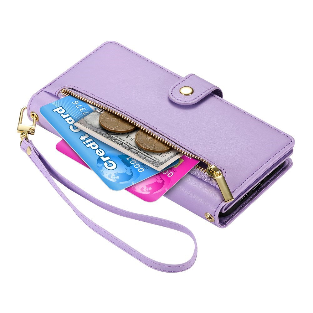 EIDERWOOD iPhone 17 Pro Max Flip Cover - Indbygget Kortholder & Lynlåslomme & Strop - Lilla