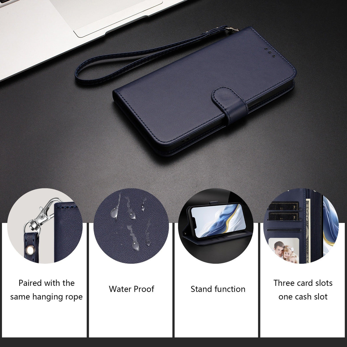 iPhone 18 Pro Max / 17 Pro Max EIDERWOOD Kunstlæder Flip Cover m. Strop & Ståfunktion - Blå