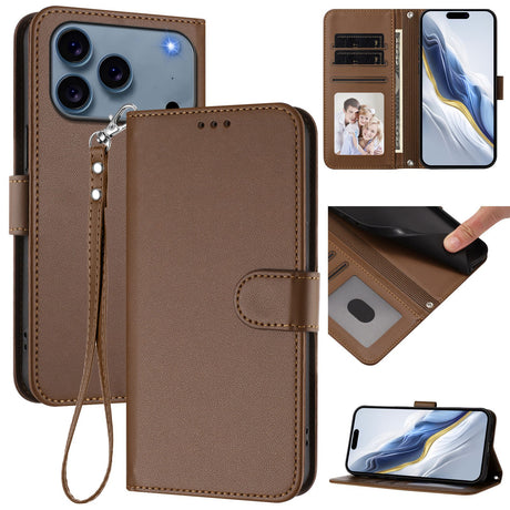 iPhone 18 Pro Max / 17 Pro Max EIDERWOOD Kunstlæder Flip Cover m. Strop & Ståfunktion - Brun