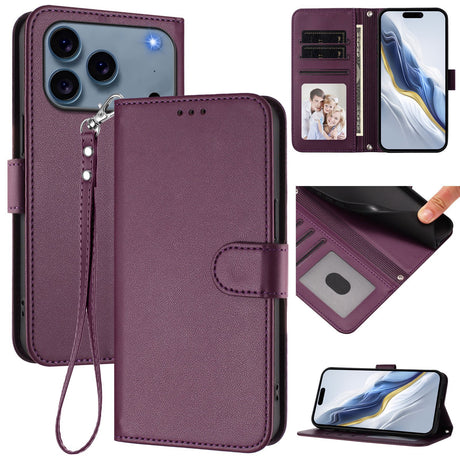 iPhone 18 Pro Max / 17 Pro Max EIDERWOOD Kunstlæder Flip Cover m. Strop & Ståfunktion - Lilla