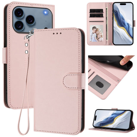 iPhone 18 Pro Max / 17 Pro Max EIDERWOOD Kunstlæder Flip Cover m. Strop & Ståfunktion - Lyserød