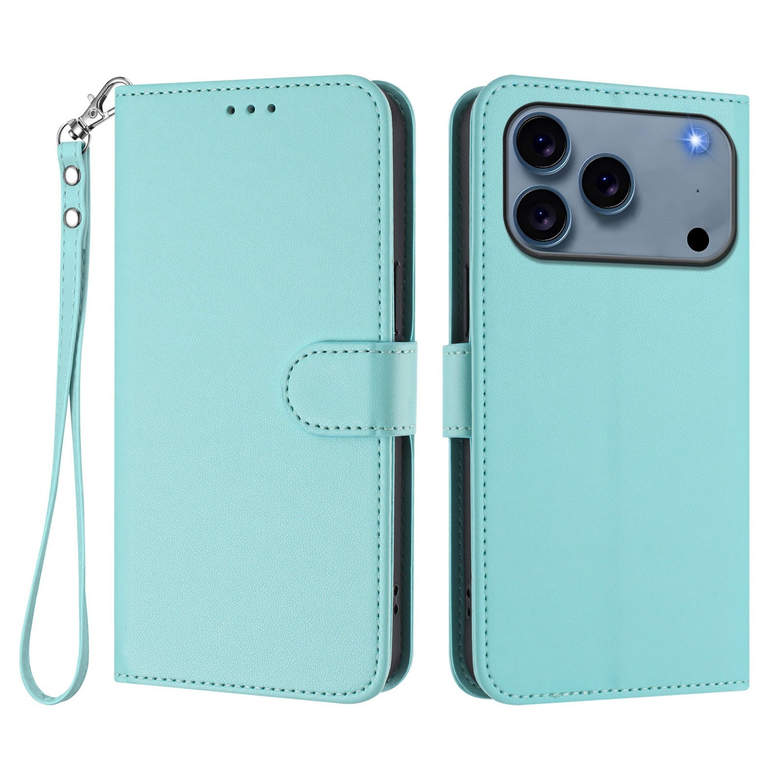 iPhone 18 Pro Max / 17 Pro Max EIDERWOOD Kunstlæder Flip Cover m. Strop & Ståfunktion - Lyseblå