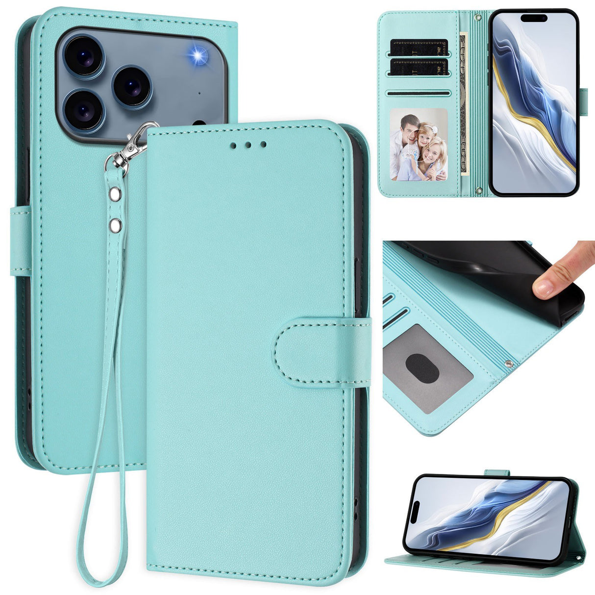 iPhone 18 Pro Max / 17 Pro Max EIDERWOOD Kunstlæder Flip Cover m. Strop & Ståfunktion - Lyseblå